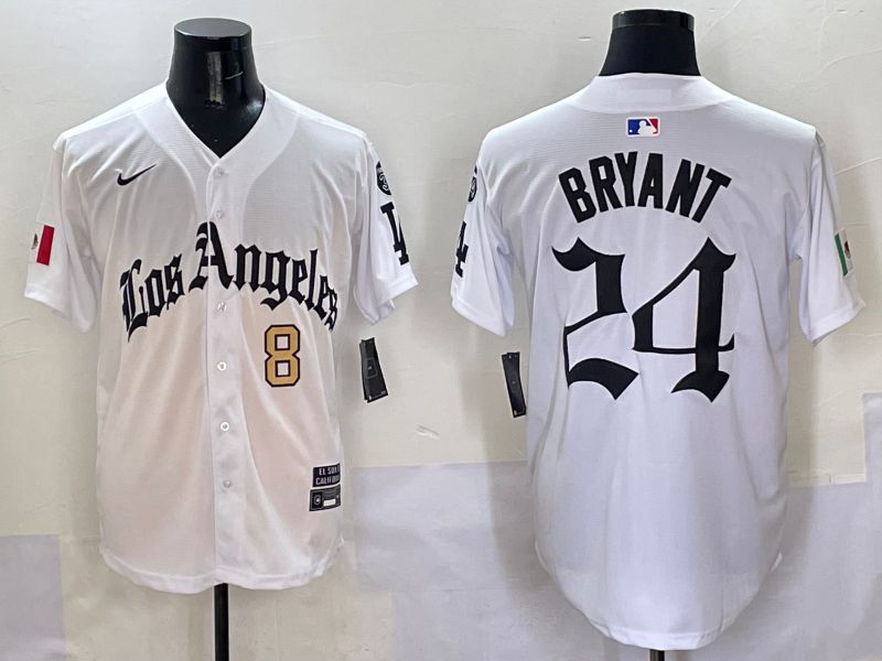 Men Los Angeles Dodgers #24 Bryant White Five generations Joint Name 2025 Nike MLB Jersey style 5->los angeles dodgers->MLB Jersey